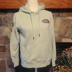 The North Face Mint Hoodie with Colorful Logo
